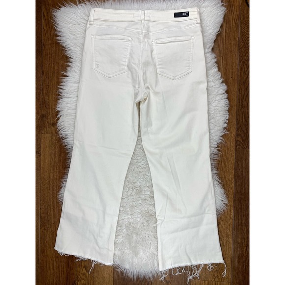 KUT from the Kloth KELSEY 6 Cream Button Fly High Rise Ankle Kick Flare Jeans - Picture 6 of 9